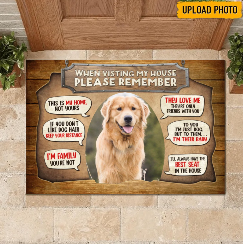 Dog House Rules Golden Retriever Doormat