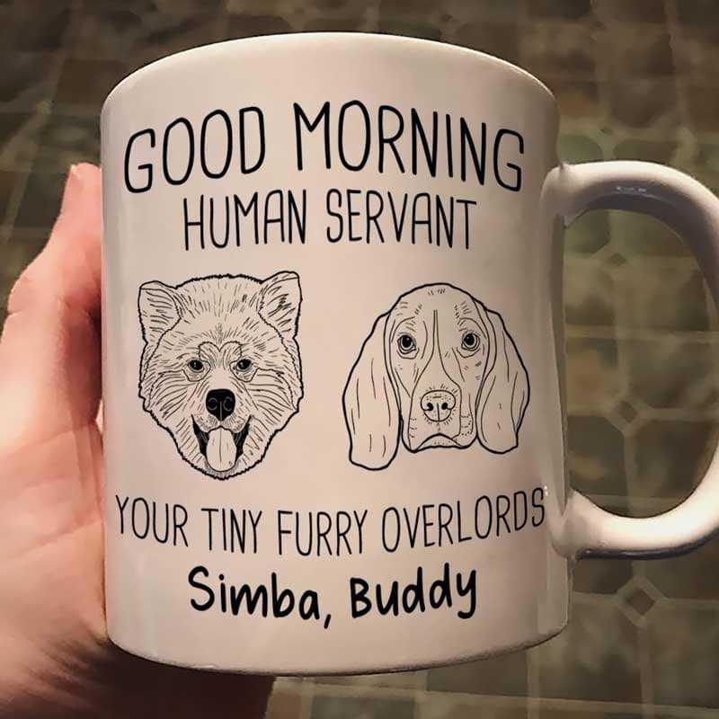 Happy Father‘s Day Human Servant Dog Head Outline Personalized Mug