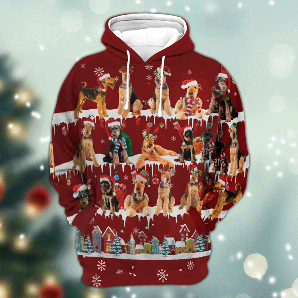 Airedale Terrier - Snow Christmas - 3D Hoodie