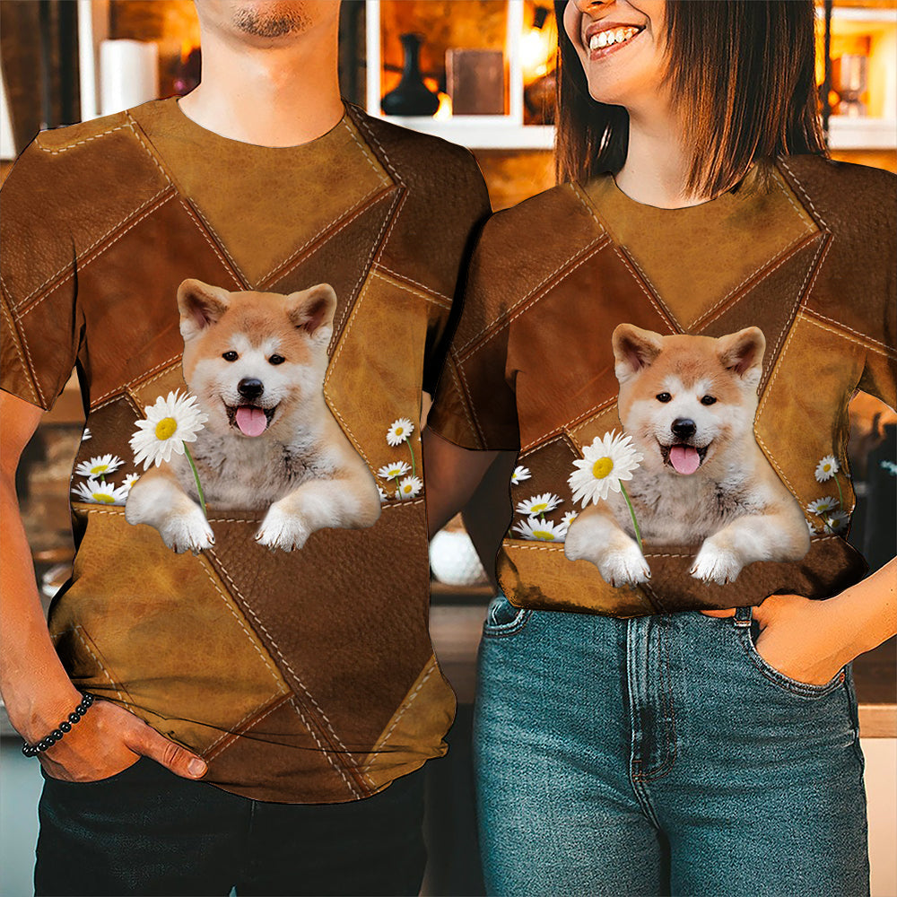 Akita Inu Holding Daisy Unisex T-Shirt