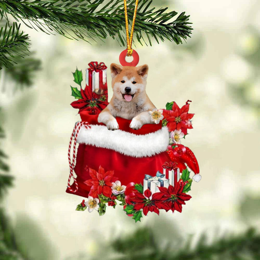 Akita Inu In Gift Bag Christmas Ornament