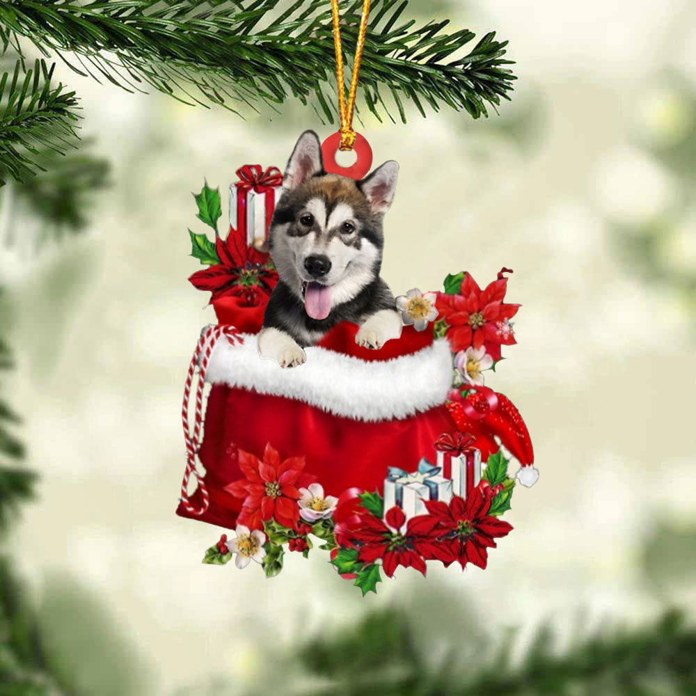 Australian Shepherd In Gift Bag Christmas Ornament