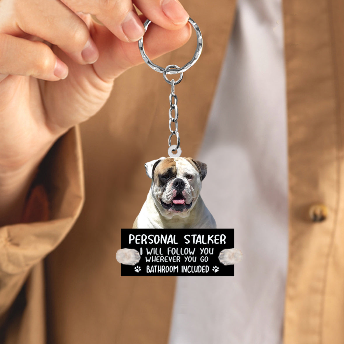 American Bulldog Personal Stalker Acrylic Keychain