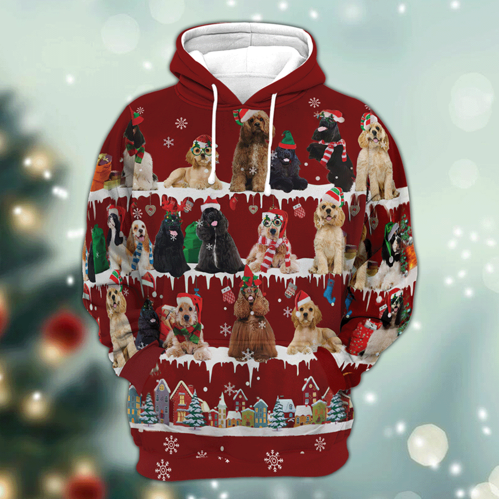 American Cocker Spaniel - Snow Christmas - 3D Hoodie