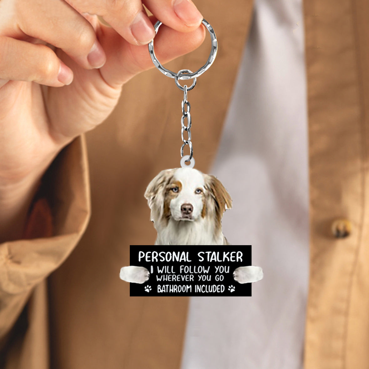 Australian Shepherd02 Personal Stalker Acrylic Keychain