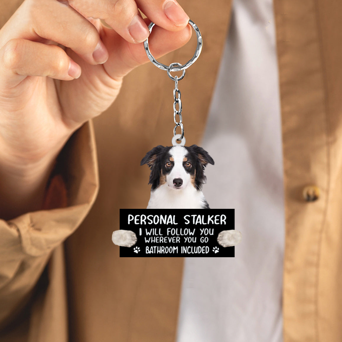 Australian Shepherd Personal Stalker Acrylic Keychain