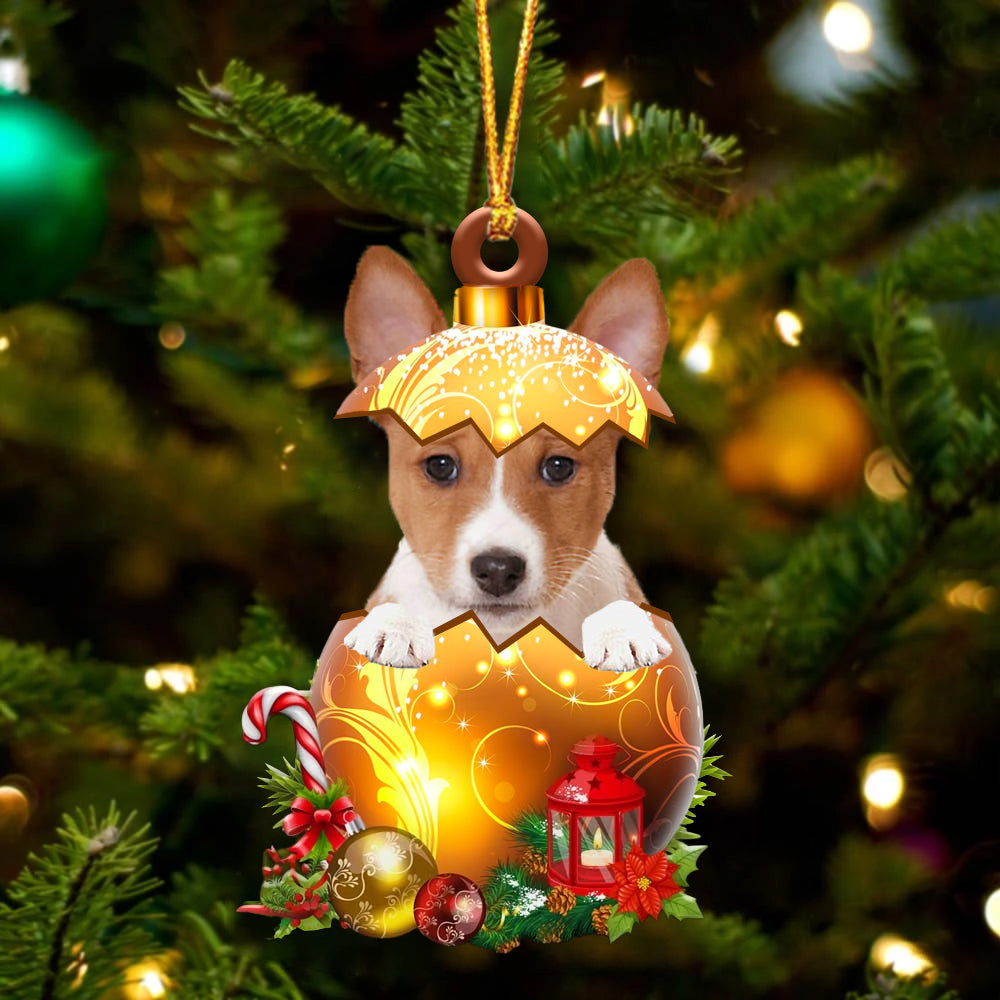 Basenji In Golden Egg Christmas Ornament