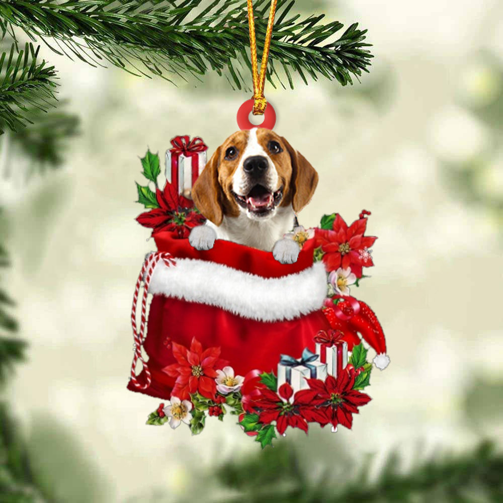 Beagle In Gift Bag Christmas Ornament