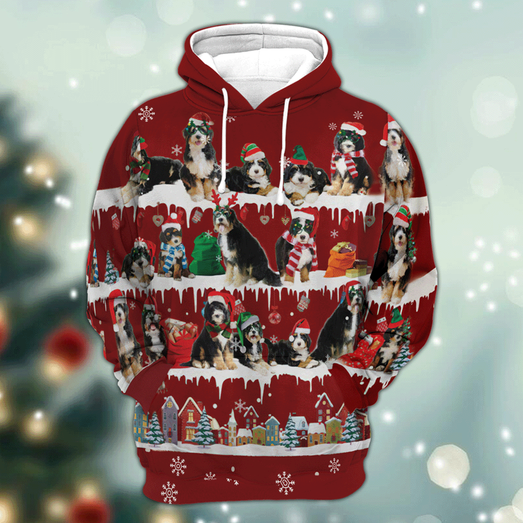 Bernedoodle - Snow Christmas - 3D Hoodie