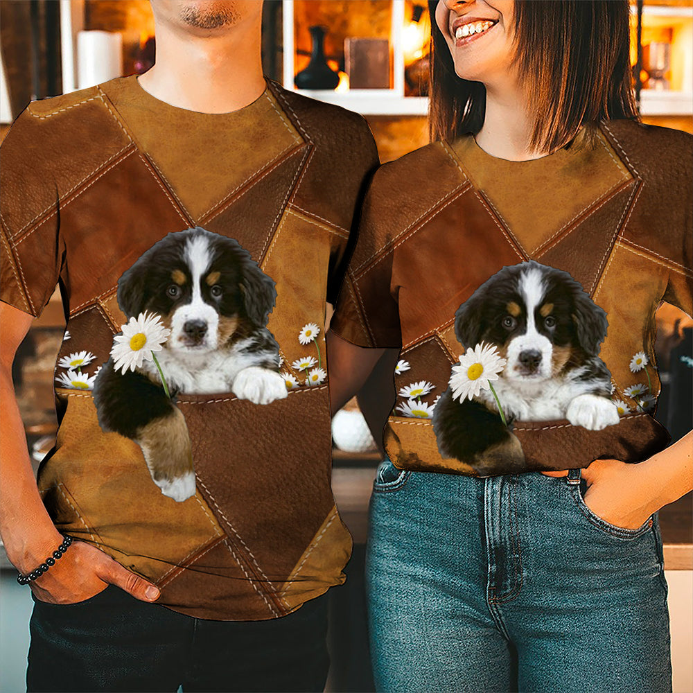 Bernese Mountain Holding Daisy Unisex T-Shirt