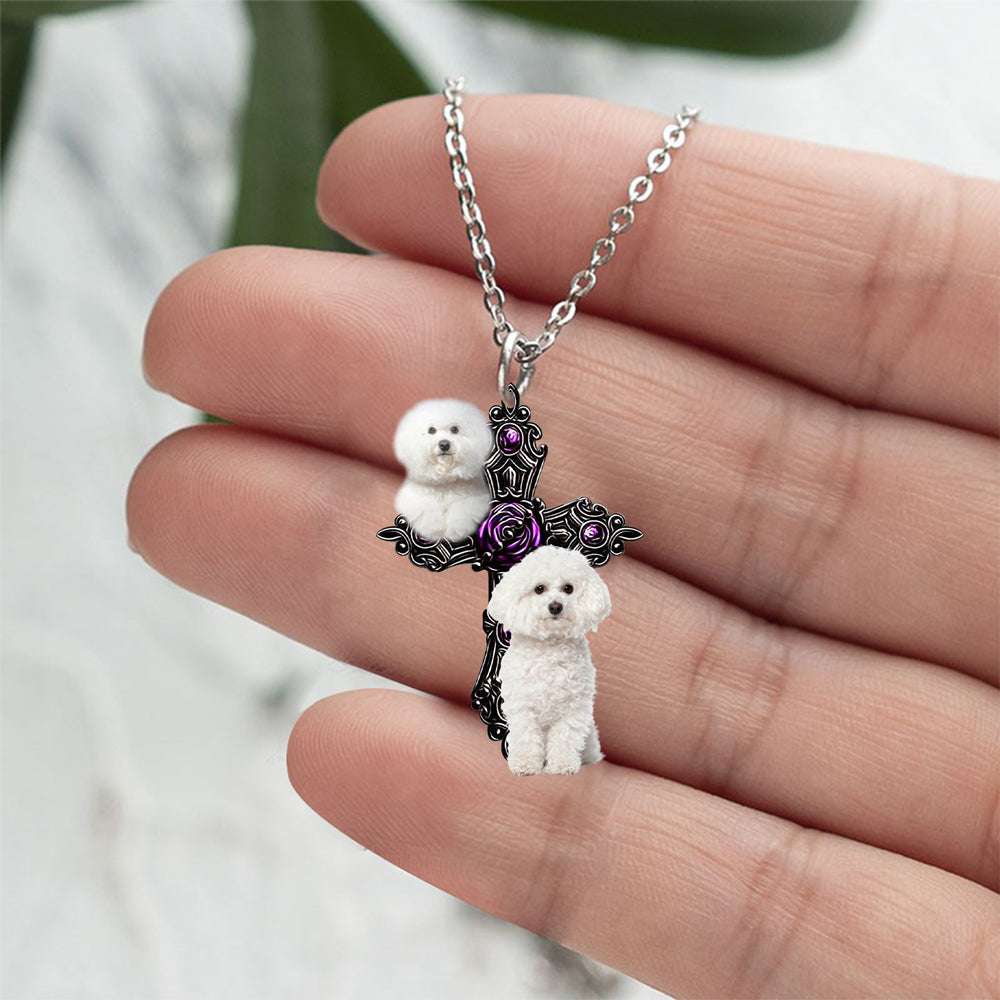 Bichon Frise Pray For God Stainless Steel Necklace