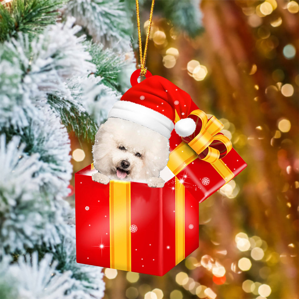 Bichon Frise In Red Gift Box Christmas Ornament