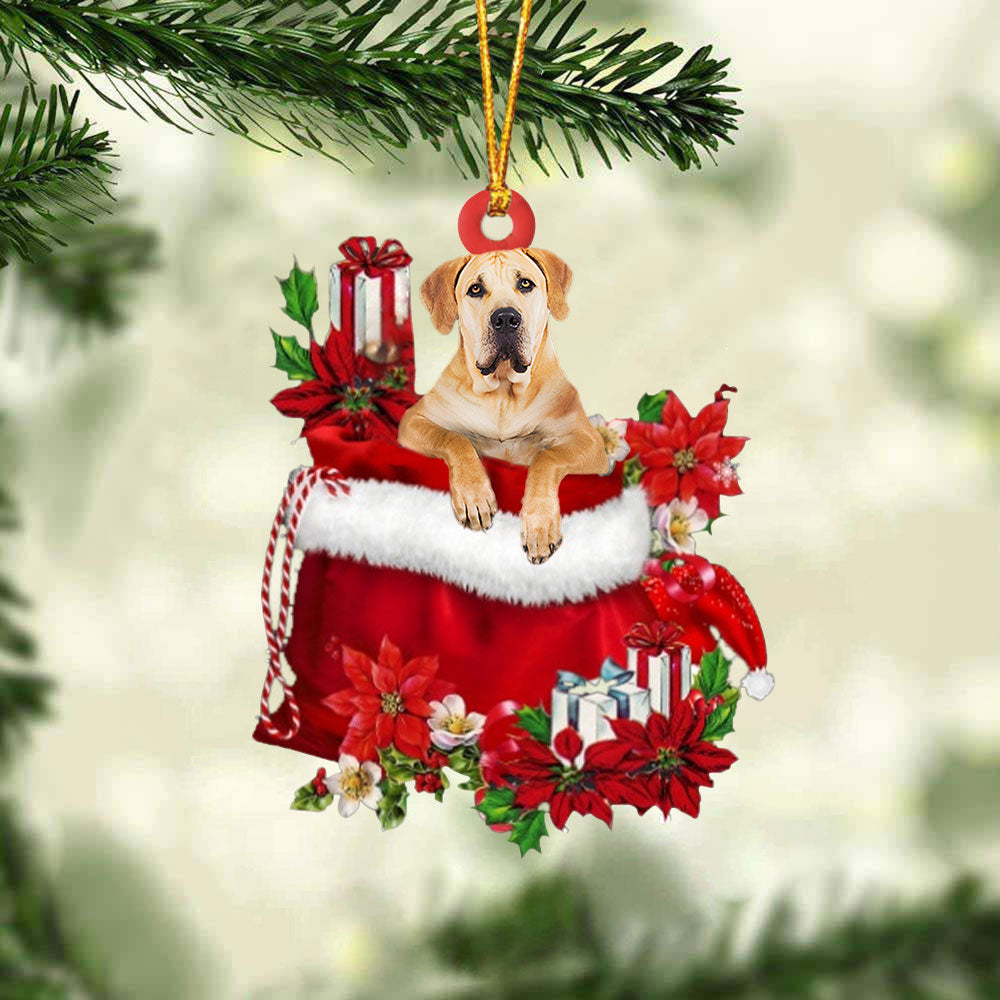 Boerboel In Gift Bag Christmas Ornament