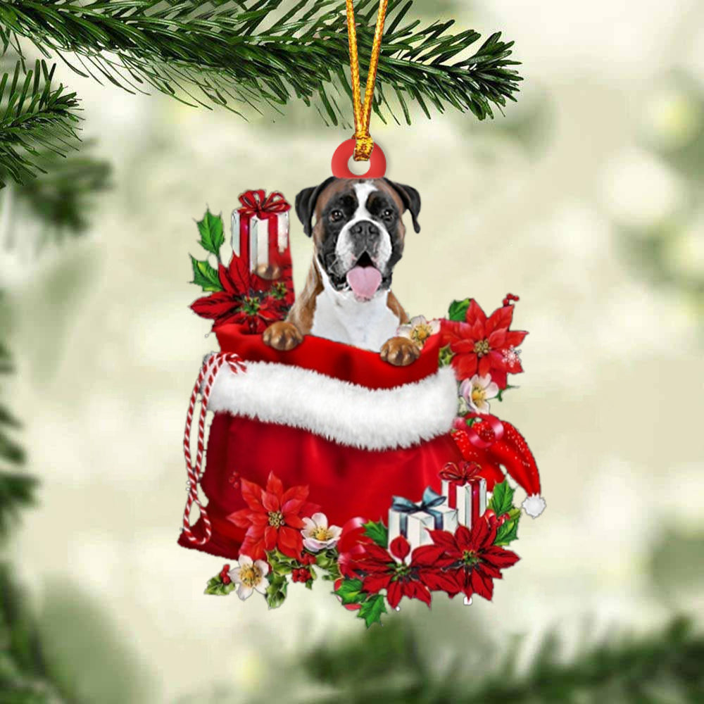 Boxer In Gift Bag Christmas Ornament