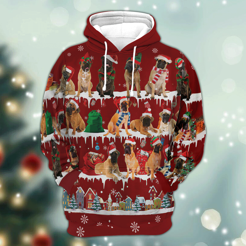 Bullmastiff - Snow Christmas - 3D Hoodie