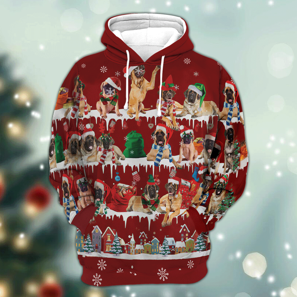 English Mastiff - Snow Christmas - 3D Hoodie