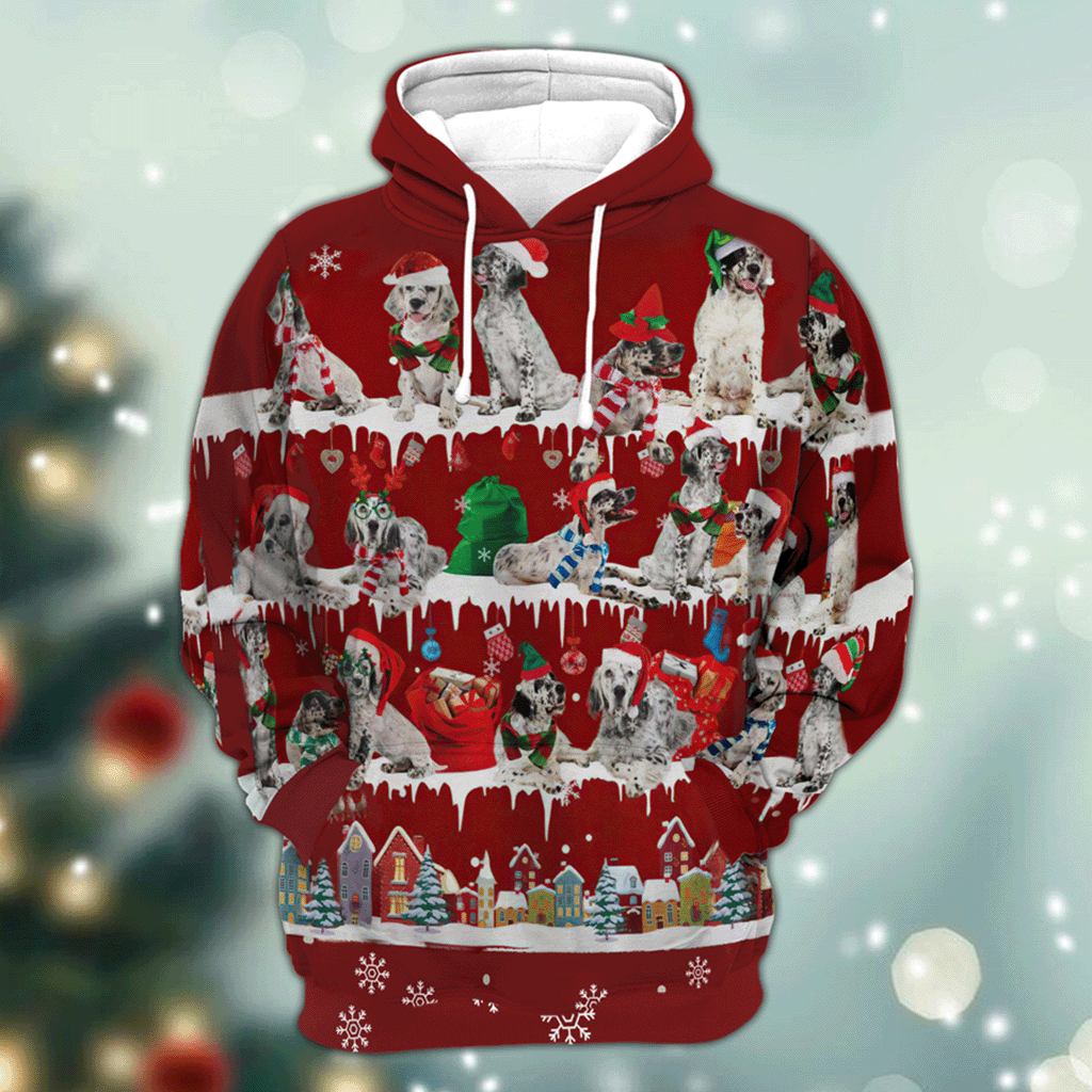 English Setter - Snow Christmas - 3D Hoodie