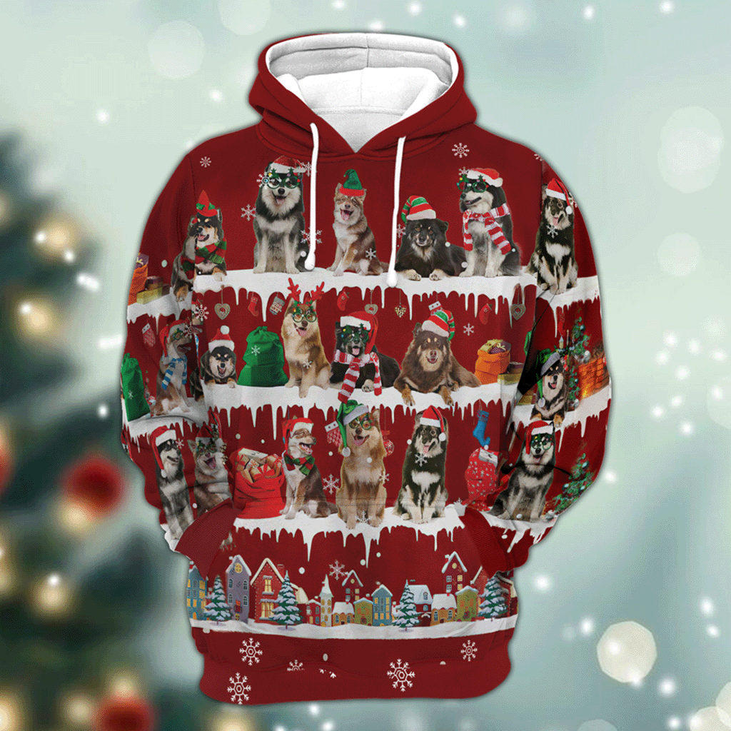 Finnish Lapphund - Snow Christmas - 3D Hoodie