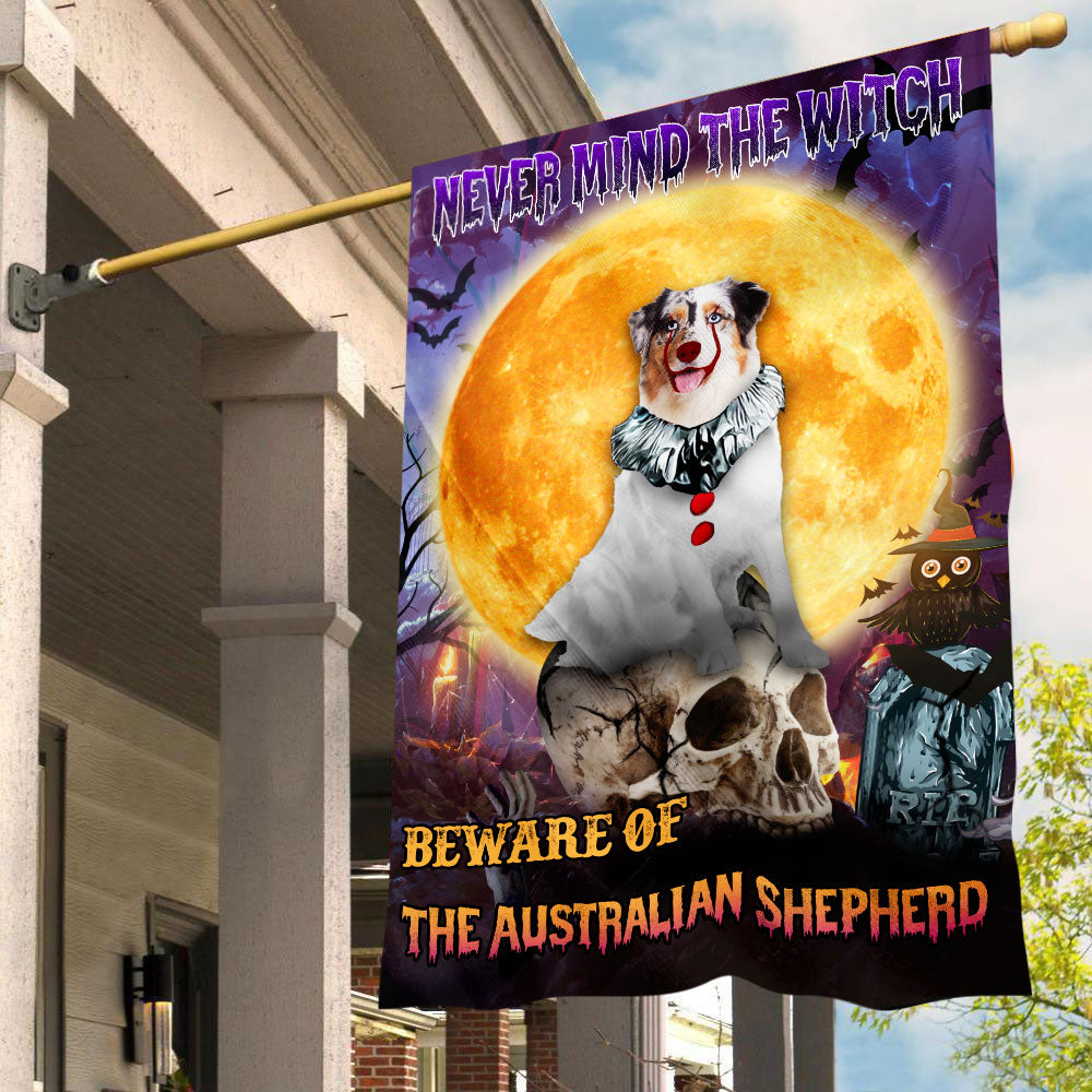 Australian Shepherd Halloween House Flag