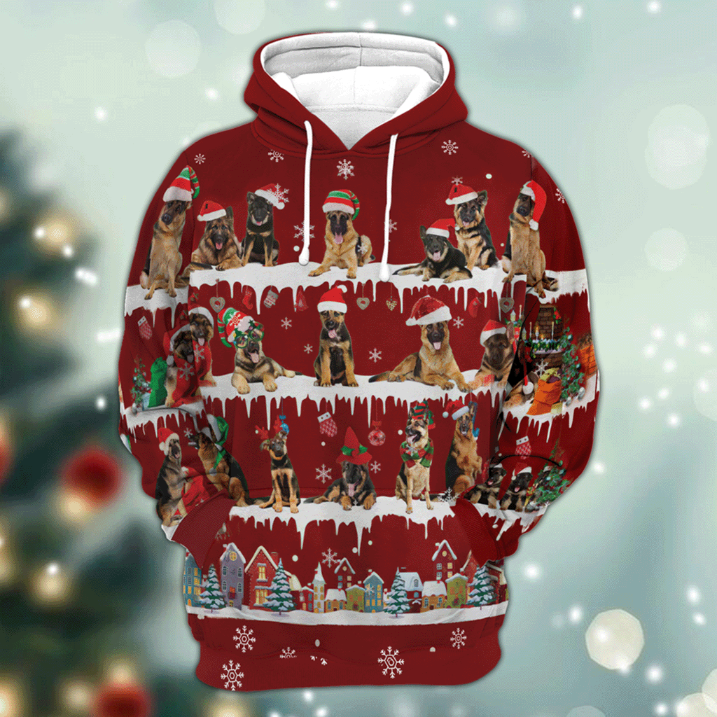 German Shepherd - Snow Christmas - 3D Hoodie