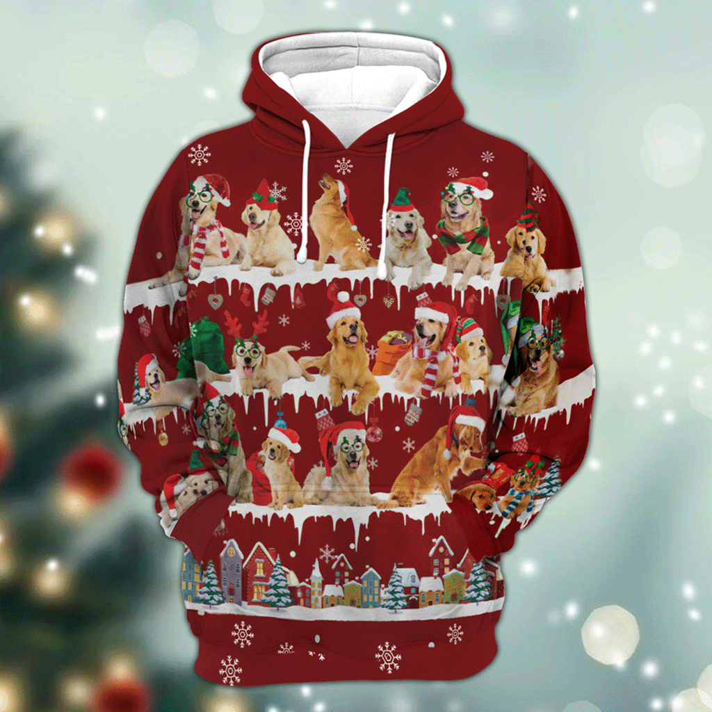 Golden Retriever - Snow Christmas - 3D Hoodie