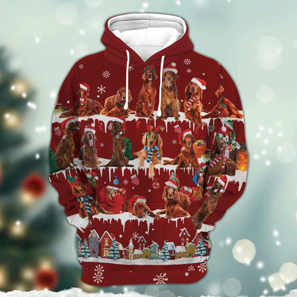 Irish Setter - Snow Christmas - 3D Hoodie