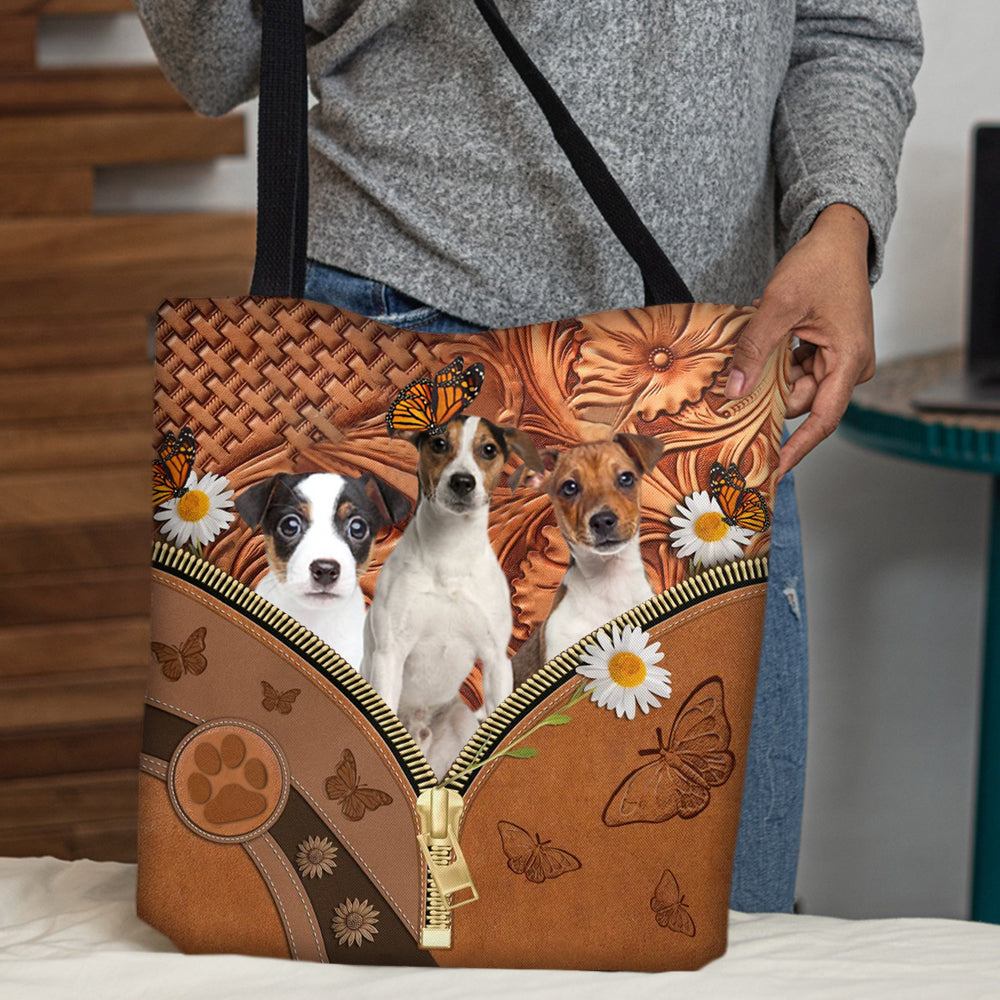 Jack Russell Terrier Daisy Flower And Butterfly Tote Bag - paceduck