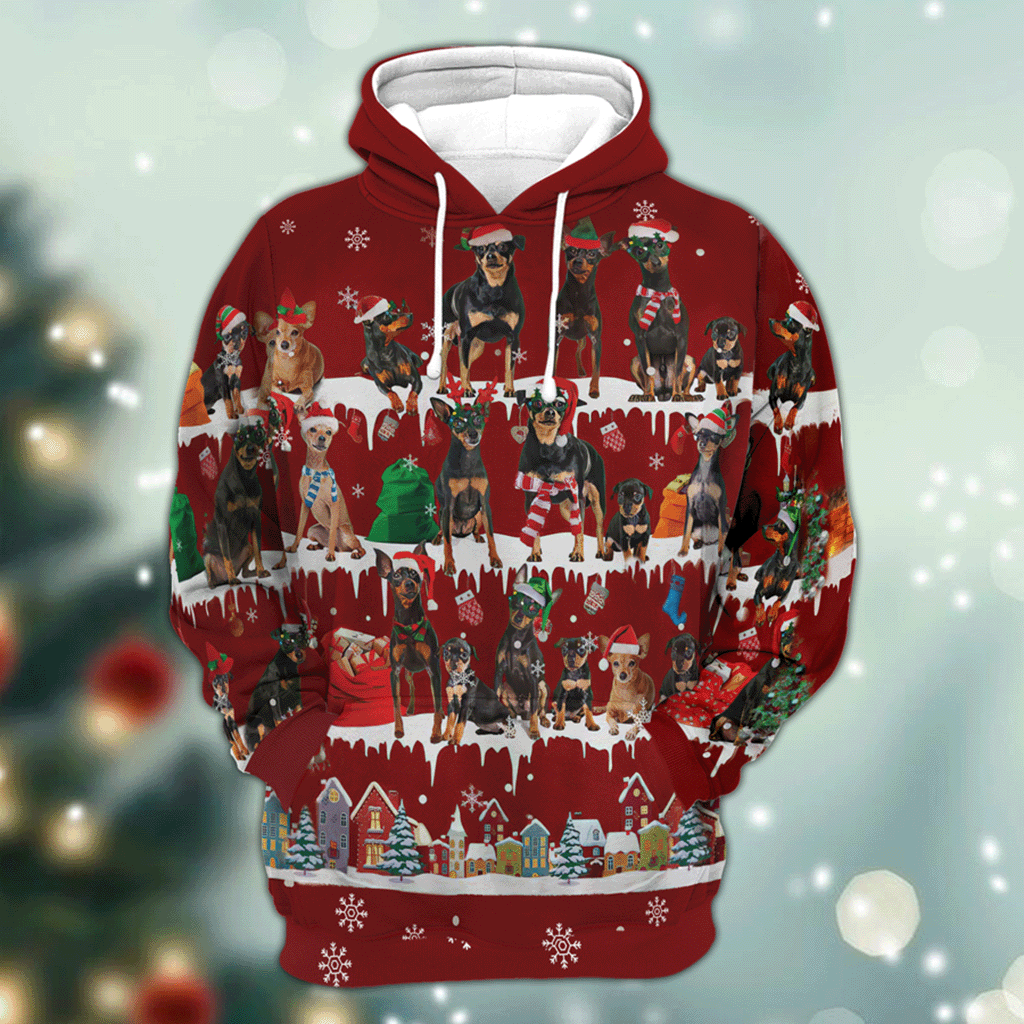 Miniature Pinscher - Snow Christmas - 3D Hoodie