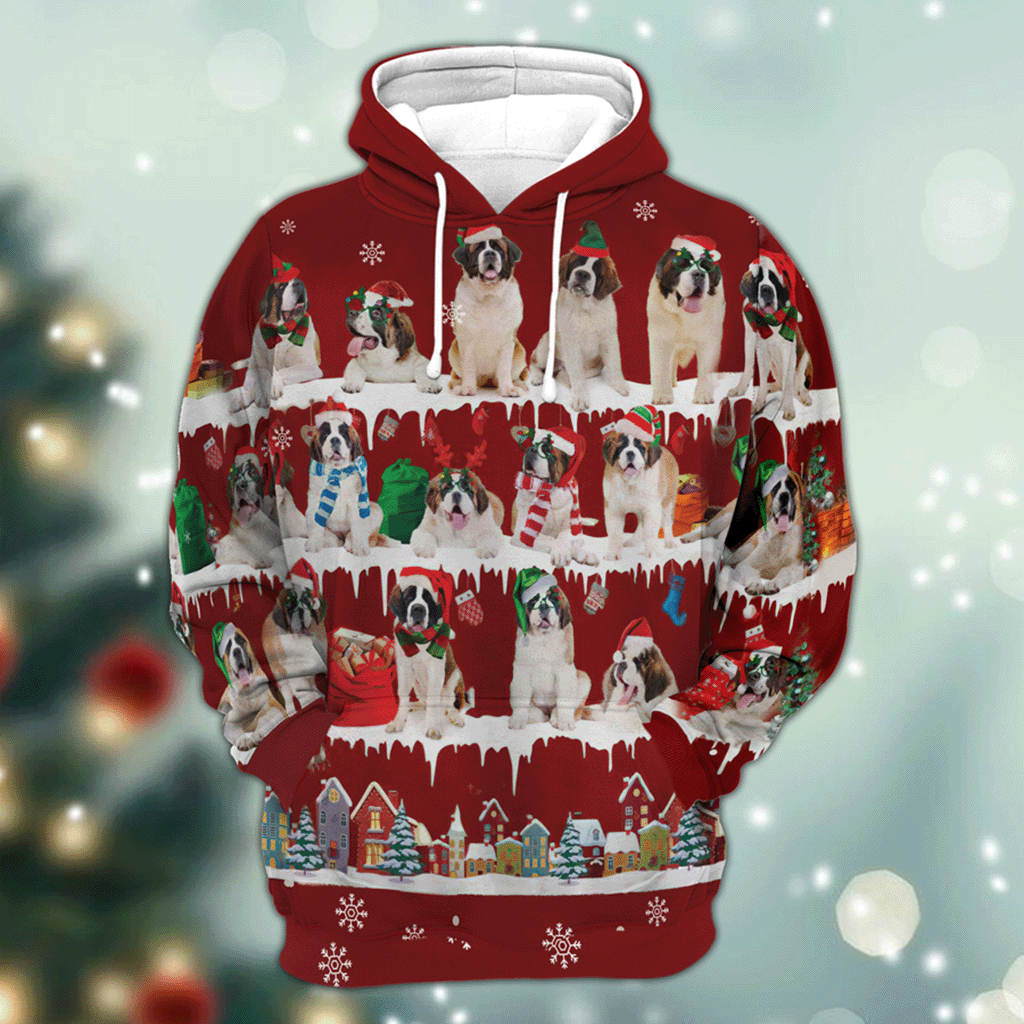 St Bernard - Snow Christmas - 3D Hoodie