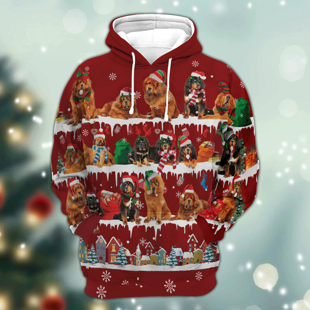 Tibetan Mastiff - Snow Christmas - 3D Hoodie