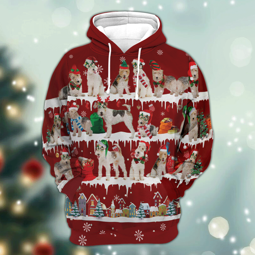 Wire Hair Fox Terrier - Snow Christmas - 3D Hoodie