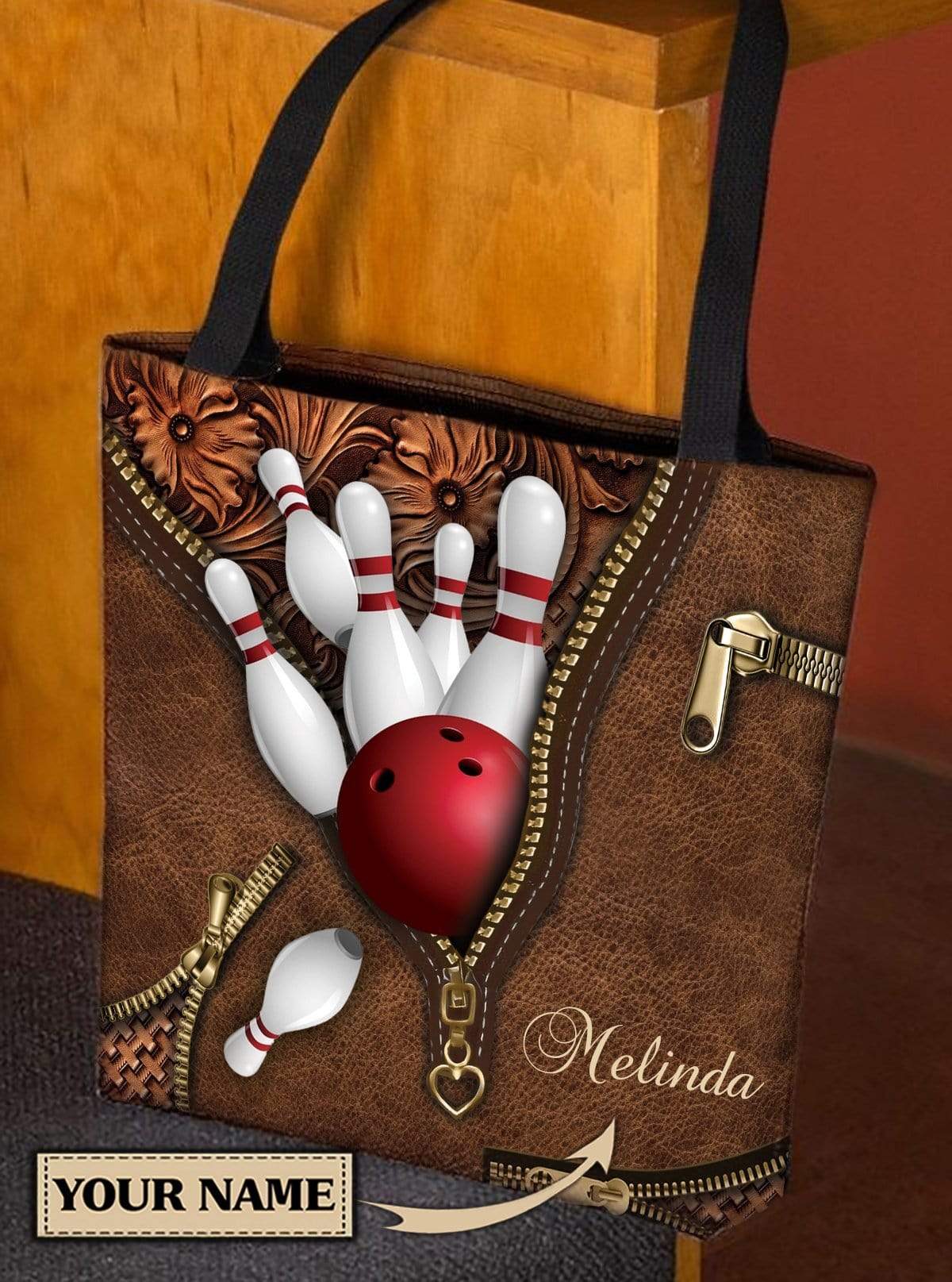 Personalized Bowling All Over Tote Bag - TO352PS