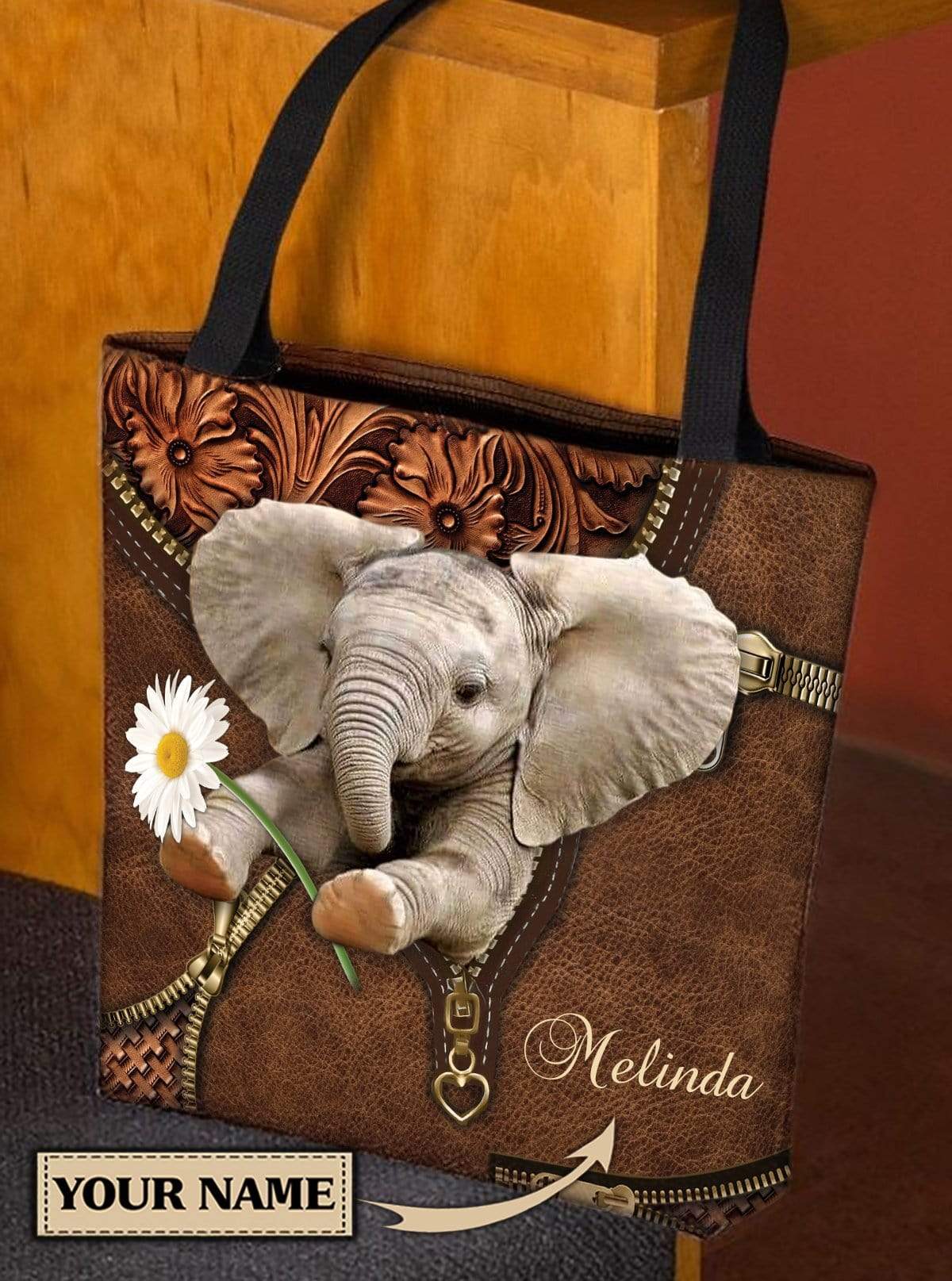 Personalized Elephant All Over Tote Bag - TO172PS