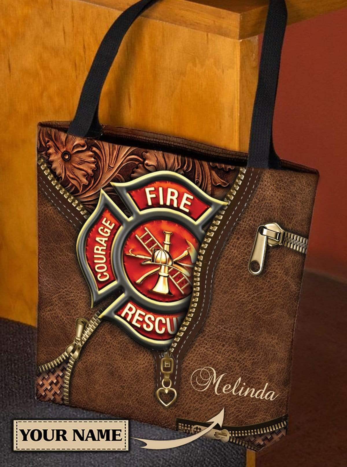 Personalized Firefighter All Over Tote Bag - TO396PS