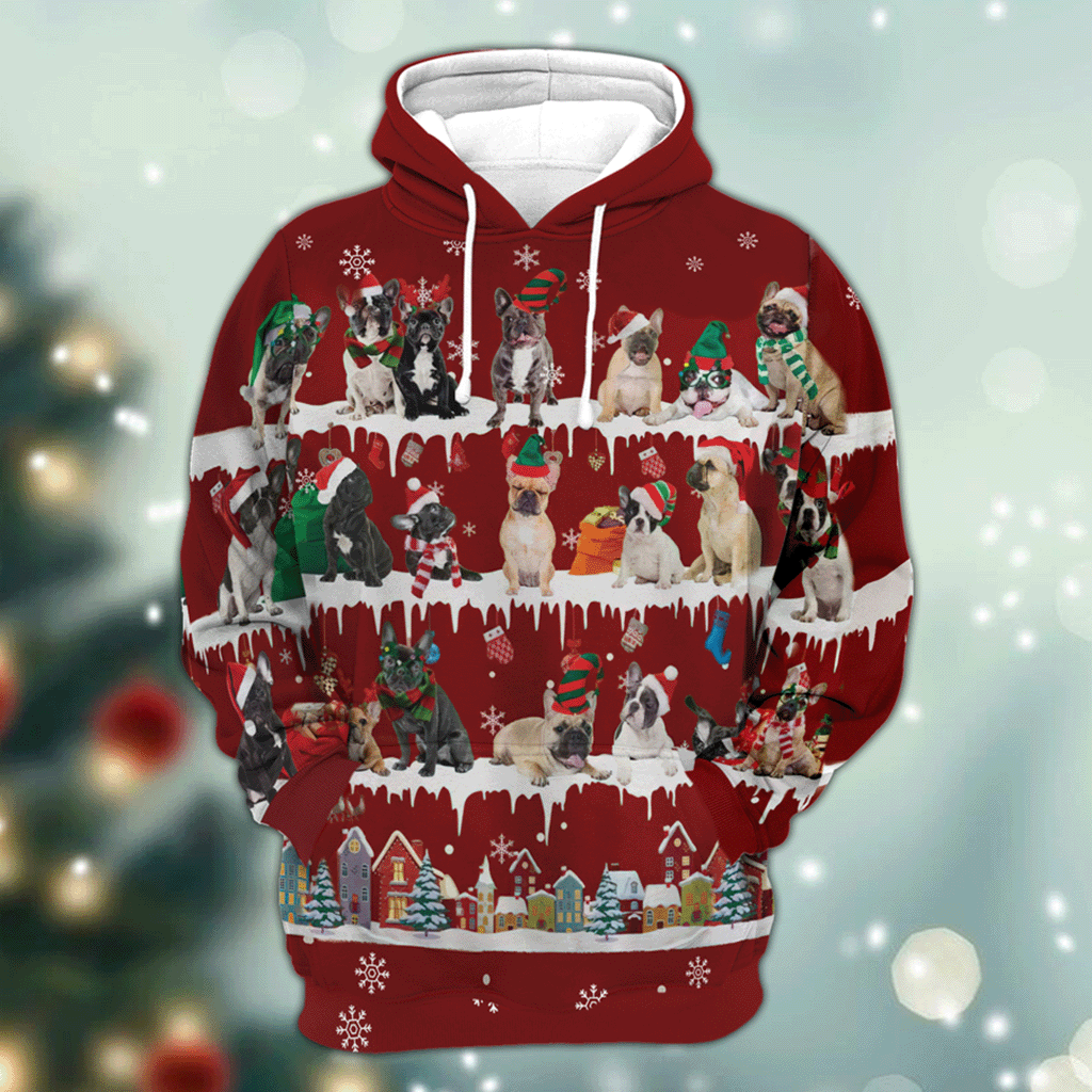 French Bulldog - Snow Christmas - 3D Hoodie